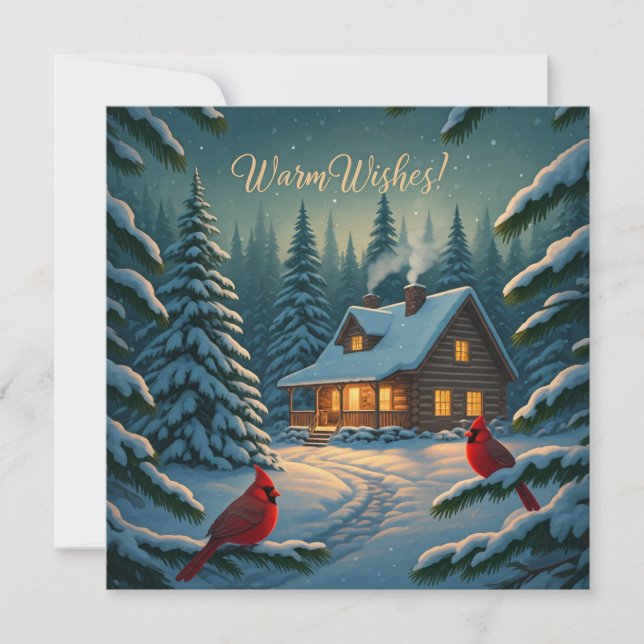 Cozy Winter Cabin Christmas Card (Front)