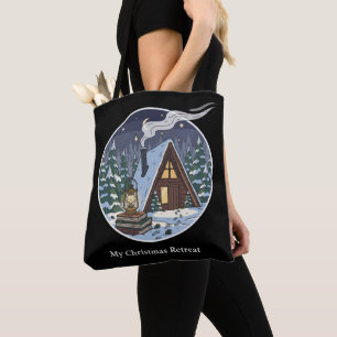 Cozy Winter Cabin Christmas Reading Retreat Tote Bag