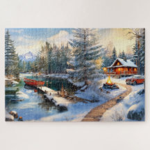 Cozy Winter Cabin Scene