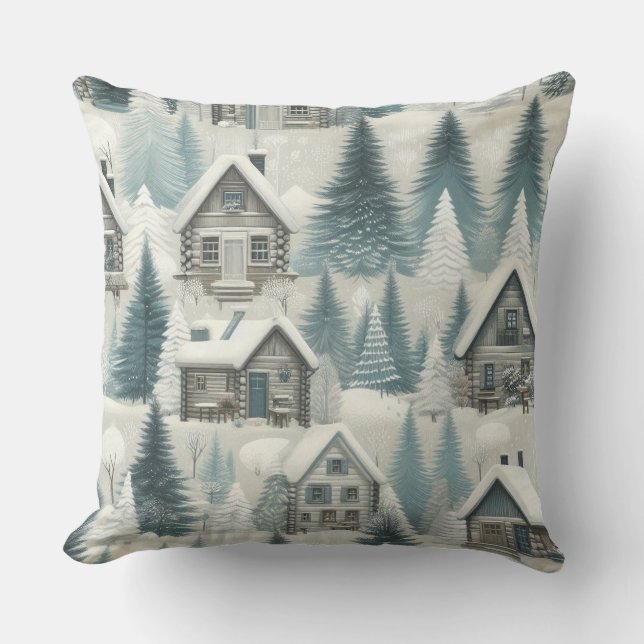Cozy Winter Cabin  Throw Pillow (Front)