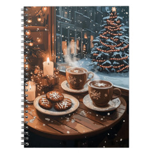 Cozy Winter Cafe with Hot Cocoa and Cookies Notebook