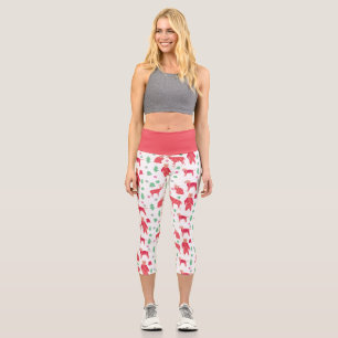 Cozy winter Christmas Animals and Ornaments Capri Leggings