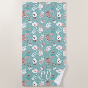 Cozy Winter Christmas Mittens Pattern in Mint Beach Towel