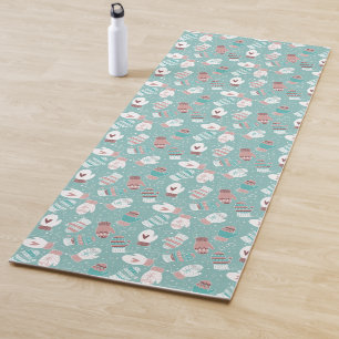 Cozy Winter Christmas Mittens Pattern in Mint Yoga Mat
