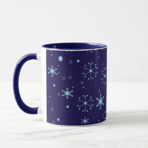 Cozy Winter Christmas Snowflakes Midnight Blue Mug