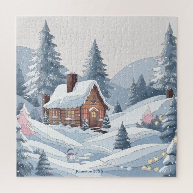 Cozy Winter Christmas Town Jigsaw Puzzle (Vertical)