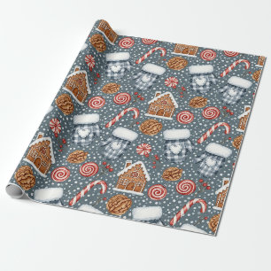 Cozy Winter Christmas with Mittens and Candy Wrapping Paper