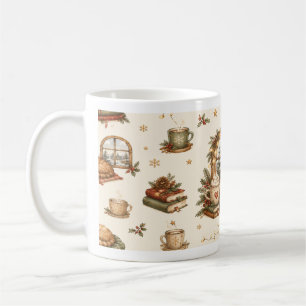 Cozy Winter Cocoa & Books Cottagecore Mug