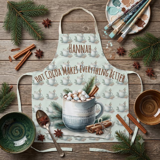 Cozy Winter Cocoa Marshmallow Mug Scene Apron (Cozy Winter Cocoa Marshmallow Mug Scene Apron)