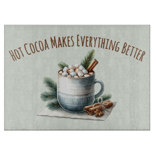 Cozy Winter Cocoa Marshmallow Mug Scene Cutting Board (Front)