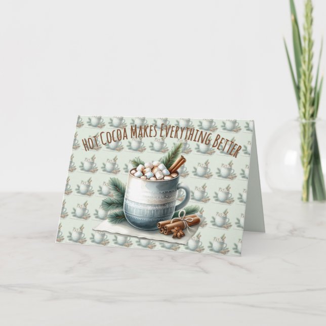 Cozy Winter Cocoa Marshmallow Scene Card (Front)