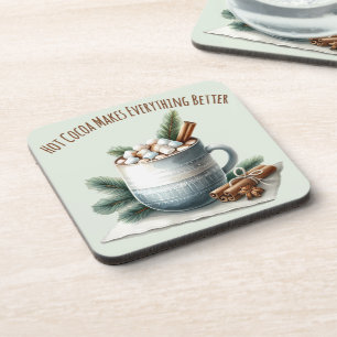 Cozy Winter Cocoa Marshmallow Scene Coaster