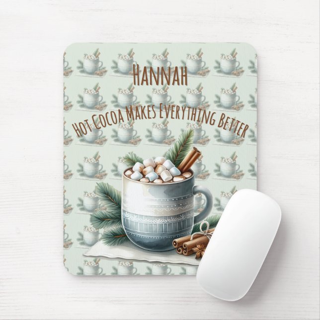 Cozy Winter Cocoa Marshmallow Scene Mouse Pad (With Mouse)