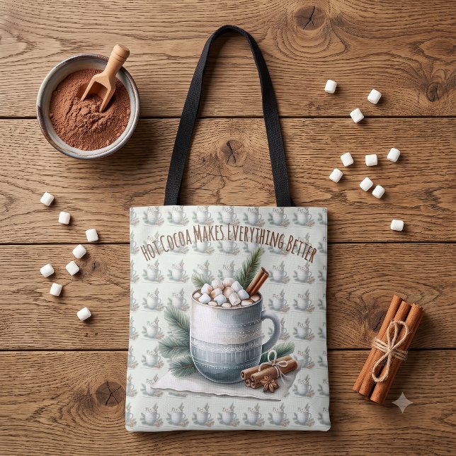 Cozy Winter Cocoa Marshmallow Scene Tote Bag (Cozy Winter Cocoa Marshmallow Scene Tote Bag)