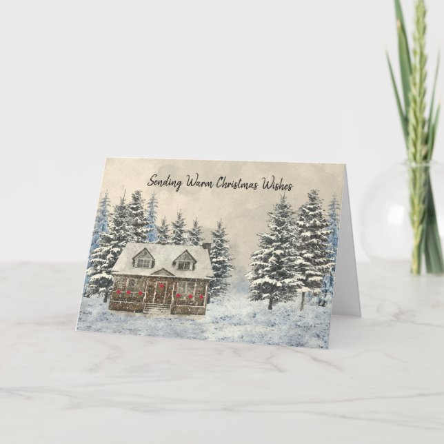 Cozy Winter Cottage Christmas Card (Front)