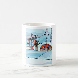 Cozy Winter Cottage Snow Landscape Coffee Mug