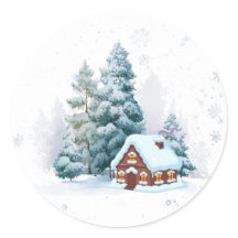Cozy Winter Cottage Sticker