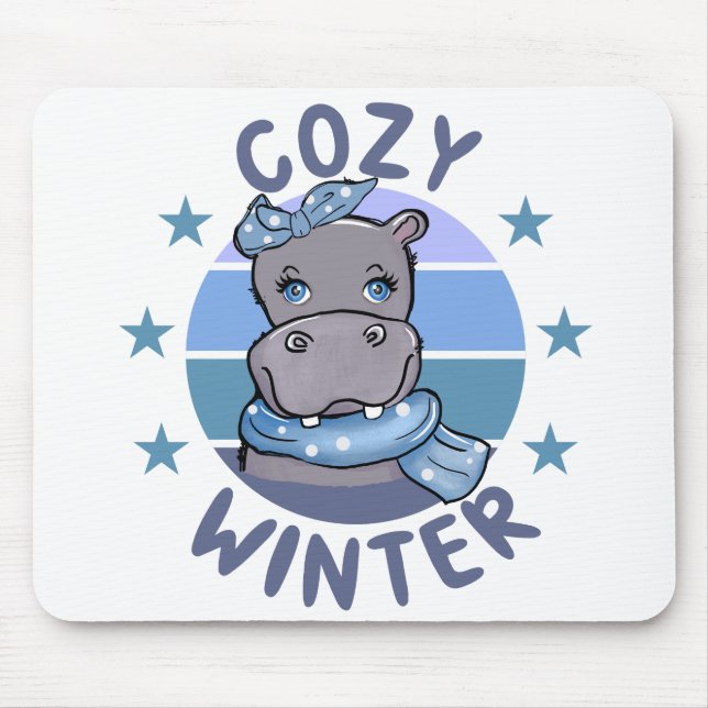 Cozy Winter Cute Animal Mouse Pad (Front)