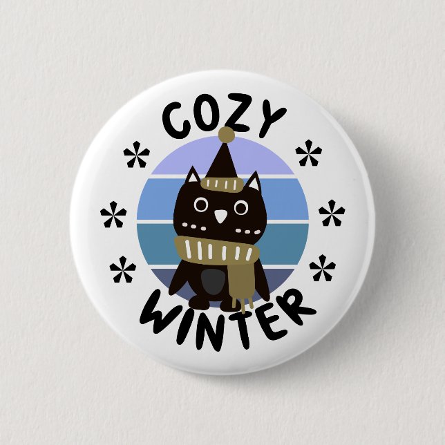 Cozy Winter, Cute Owl 2 Inch Round Button (Front)