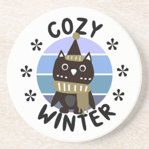 Cozy Winter, Cute Owl Coaster