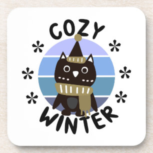 Cozy Winter, Cute Owl Coaster