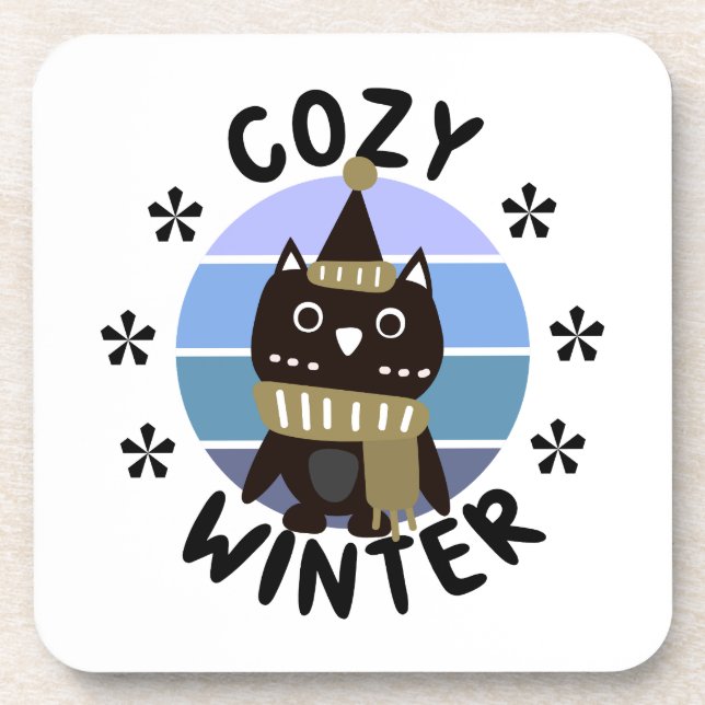 Cozy Winter, Cute Owl Coaster (Front)