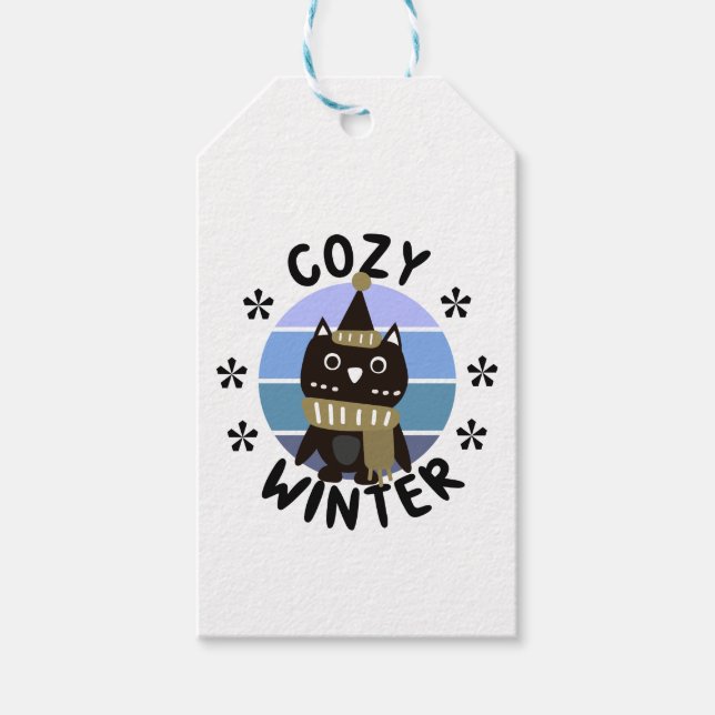 Cozy Winter, Cute Owl Gift Tags (Front)