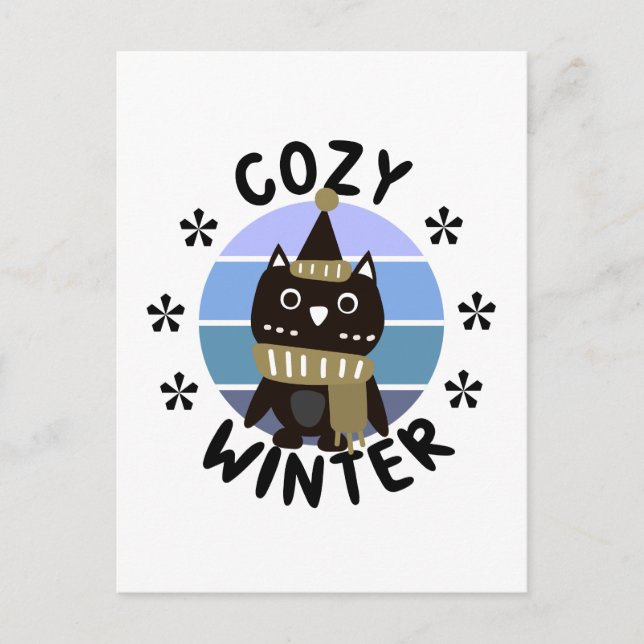 Cozy Winter, Cute Owl Postcard (Front)