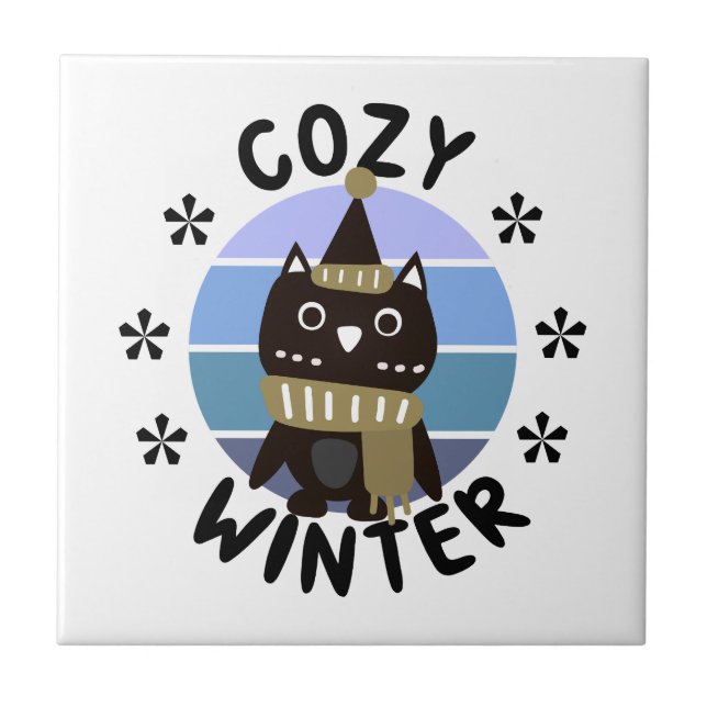 Cozy Winter, Cute Owl Tile (Front)