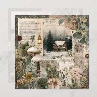 Cozy Winter Deep Cottagecore Scrapbook Page  Invitation