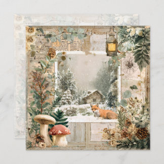 Cozy Winter Deep Cottagecore Scrapbook Page  Invitation