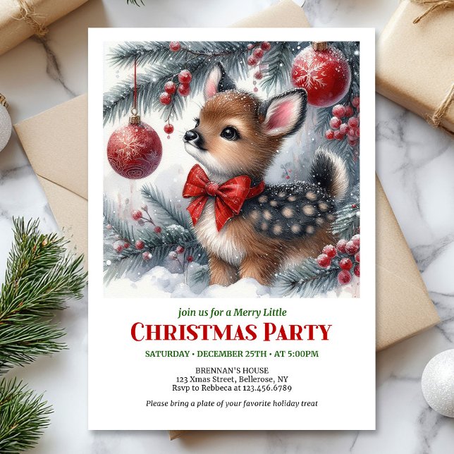 Cozy winter deer snowy forest watercolor Christmas Invitation (Cozy winter deer snowy forest watercolor Christmas invitation

)