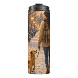 Cozy Winter Evening Walk with My Best Friend Thermal Tumbler