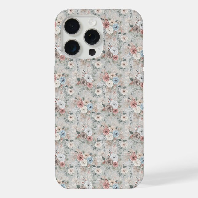 Cozy Winter Floral Pattern iPhone Case (Back)