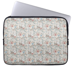 Cozy Winter Floral Pattern Laptop Sleeve