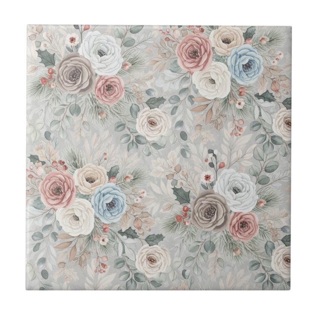 Cozy Winter Floral Pattern Tile (Front)