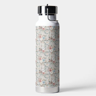 Cozy Winter Floral Pattern Water Bottle