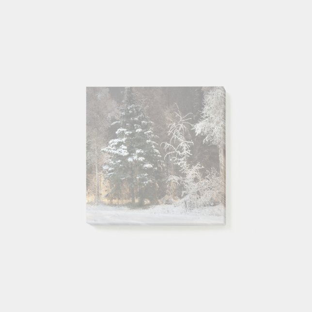 Cozy Winter Forest Night Scene Post-it Notes (Front)