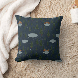 Cozy Winter Forest Pattern Throw Pillow