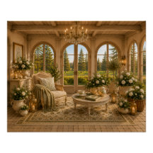 Cozy Winter Garden Botanical Cottage Wall Art Post