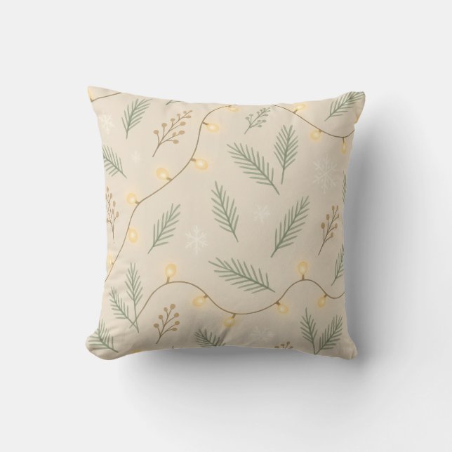 Cozy Winter Glow - Minimalist Holiday Pattern Throw Pillow (Front)