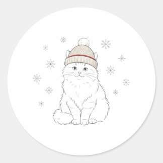 Cozy Winter Hat Christmas Cat Sticker
