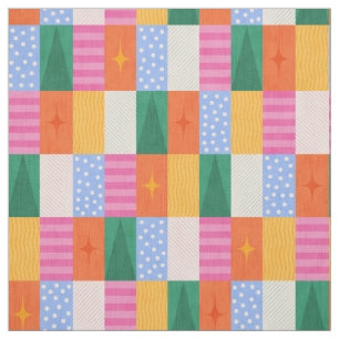 Cozy Winter Holiday Geometric Patchwork. Fabric