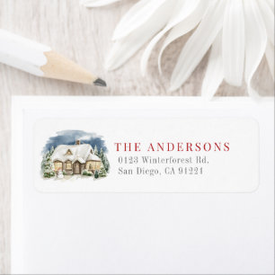 Cozy Winter Home Christmas Holiday Return Address