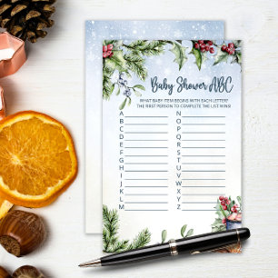 Cozy Winter Hot Cocoa Snowly Baby Shower ABC game