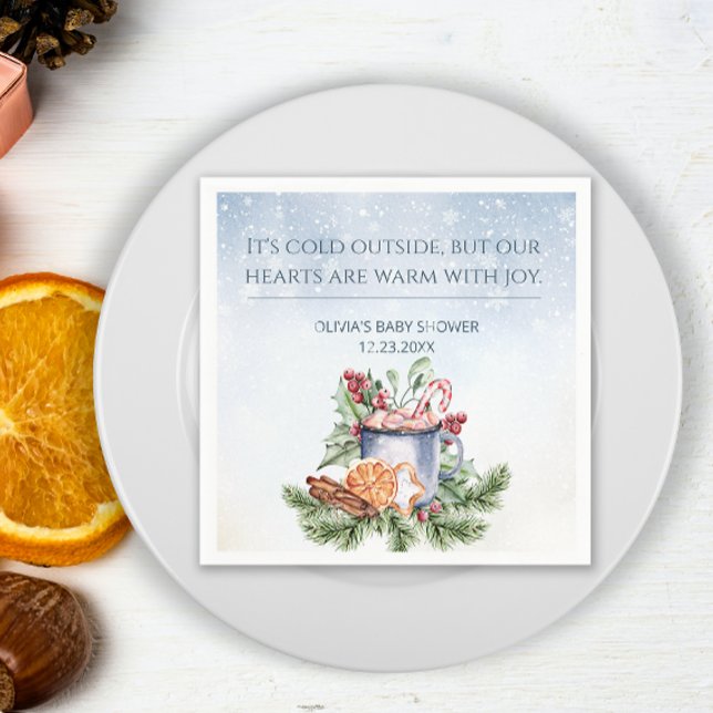 Cozy Winter Hot Cocoa Snowly Baby Shower Napkin (Creator Uploaded)