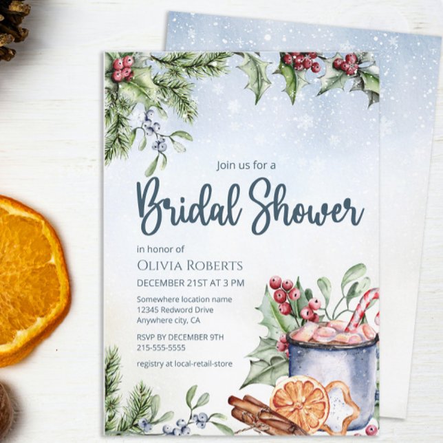 Cozy Winter Hot Cocoa Snowly Bridal Shower Invitation (Creator Uploaded)