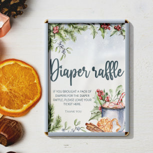 Cozy Winter Hot Cocoa Snowly diaper raffle Poster