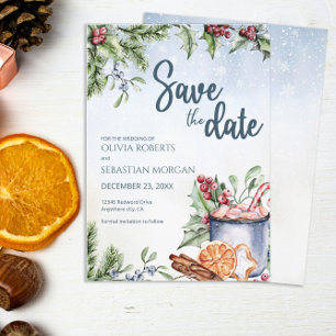 Cozy Winter Hot Cocoa Snowly Wedding Save The Date