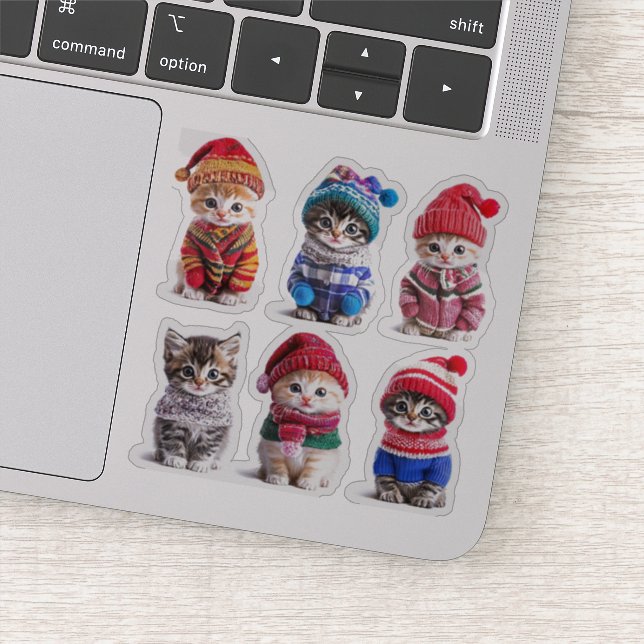 Cozy Winter Kittens Cute Sweaters on Cats (Detail)